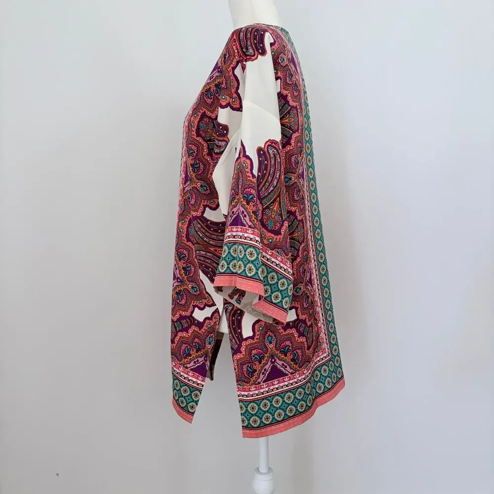 Chico's Ethnic Medallion Reversible Paisley & Elephant Print Kimono Jacket Large